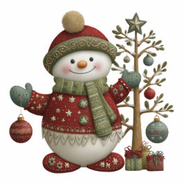 Festive Snowman with Gifts and Cheer Freistehende Fotoskulptur