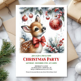 Festive snowy forest baby deer Christmas invite  Einladung