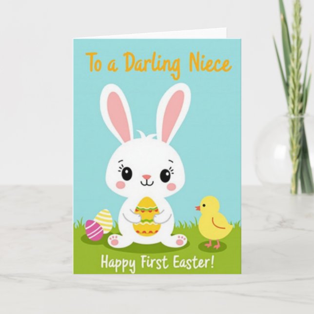 Festive Spring Rabbit Celebration Card Karte (Vorderseite)
