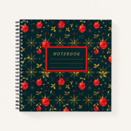 Festive Square Holiday Journal - Red Ornaments Notizbuch