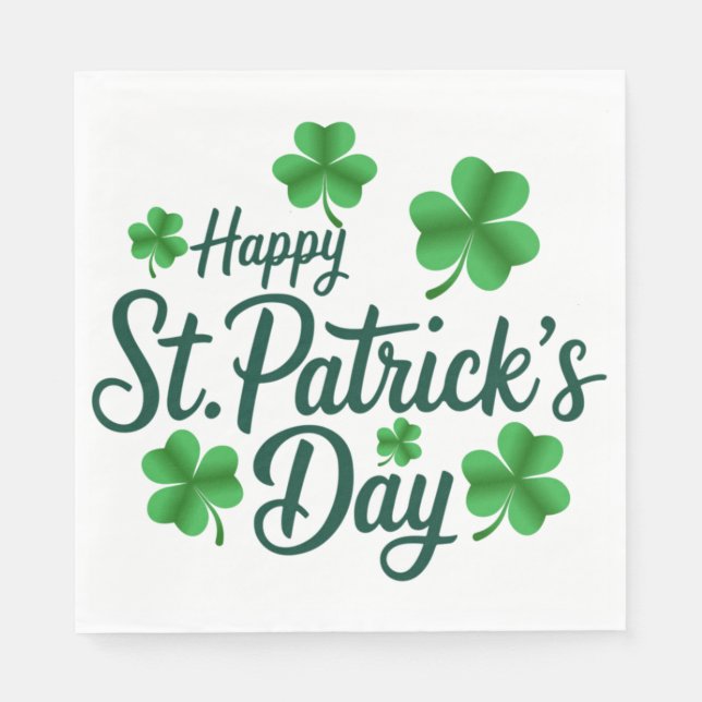Festive St. Patrick's Day with Shamrock Border Serviette (Vorderseite)