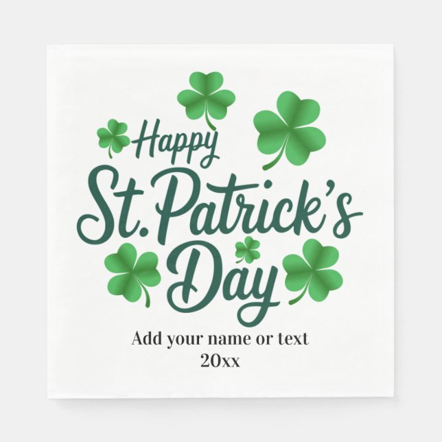 Festive St. Patrick's Day with Shamrock Border Serviette (Vorderseite)