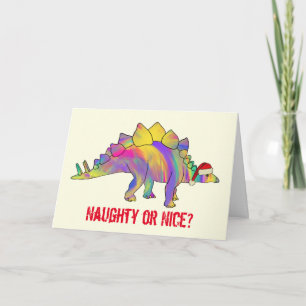 Festive Stegosaurus Funny Santa Dinosaur Slogan Karte