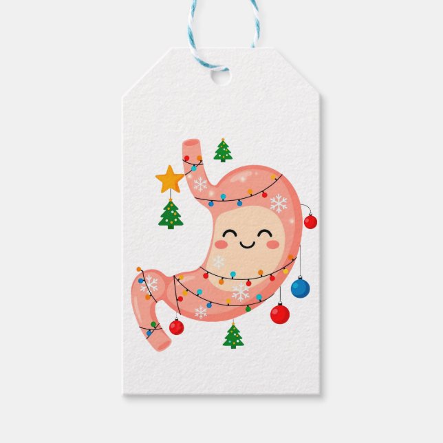 Festive Stomach Cartoon for Holiday Gastro Heroes Geschenkanhänger (Vorderseite)
