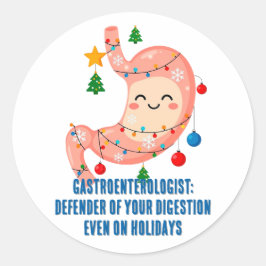 Festive Stomach Cartoon for Holiday Gastro Heroes Runder Aufkleber