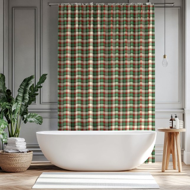 Festive Tartan Curtain Red Green Gift for Décor Duschvorhang (Festive Tartan Curtain Red Green Gift for Décor)