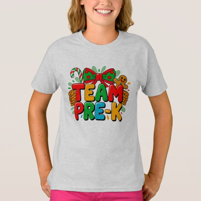 Festive Team Pre-K Christmas T-Shirt  (Vorderseite)