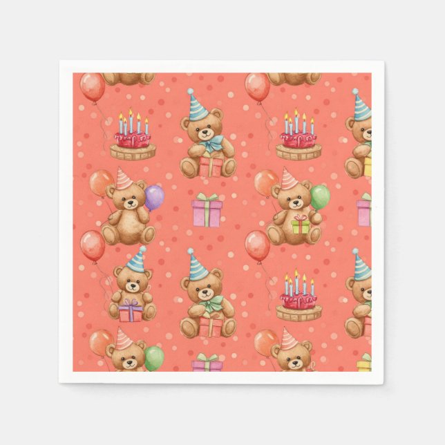 Festive Teddy Bears von Natasha Us Serviette (Vorderseite)