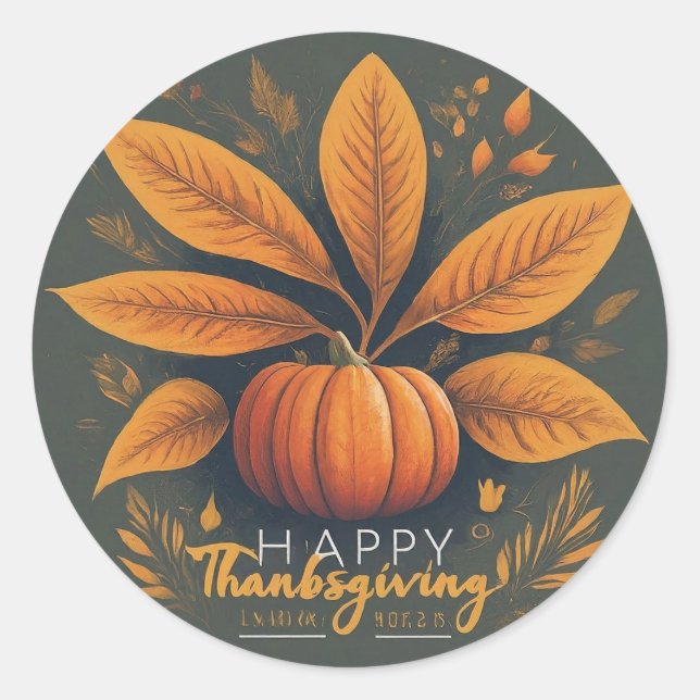 Festive Thanksgiving Round Stickers (Vorderseite)