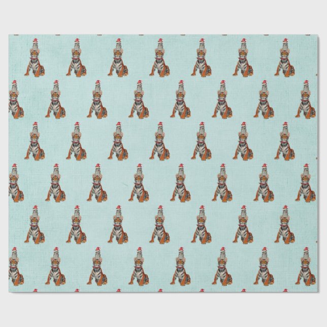 FESTIVE TIGER & OWL Wrapping Paper Geschenkpapier (Flach)