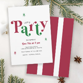 Festive Typography Let's Party Whimsical Holiday Einladung