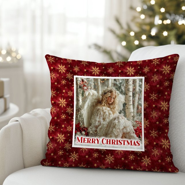 Festive Vintage Angel Red Gold Accent Christmas  Kissen (Festive Vintage Angel Red Gold Accent Christmas Pillow

)