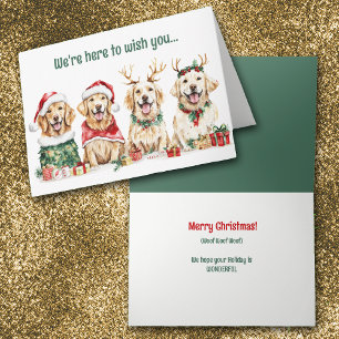 Festive Wasserfarbe Golden Retriever Hunde Weihnac Feiertagskarte
