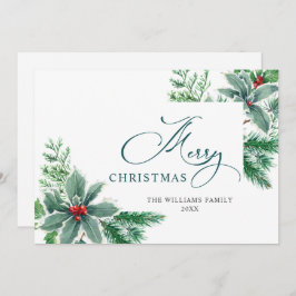 Festive Wasserfarbe Holly Berry Weihnachtsgrüße Feiertagskarte