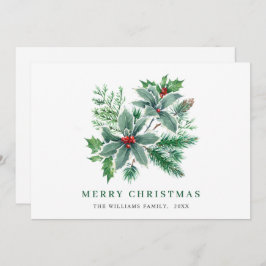 Festive Wasserfarbe Holly Berry Weihnachtsgrüße Feiertagskarte