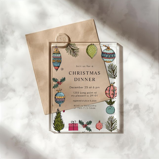 Festive Watercolor Christmas Dinner Acryleinladungen (Von Creator hochgeladen)