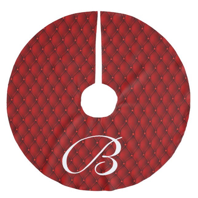 Festive White Initial Letter Red Imitats Upholster Polyester Weihnachtsbaumdecke (Vorderseite)