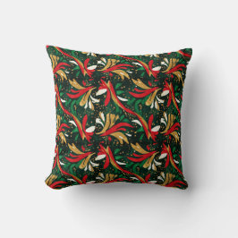 Festive Wild Bouquet Pattern – Red, Gold & Green A Kissen