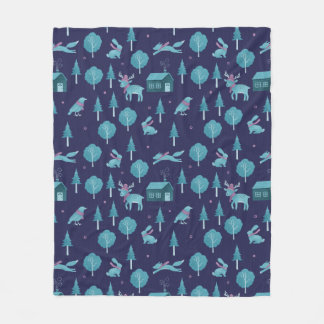 Festive Winter Animals Fleecedecke