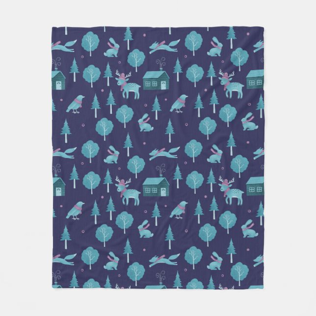 Festive Winter Animals Fleecedecke (Vorderseite)