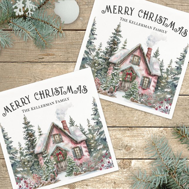 Festive Winter Christmas Serviette (Festive Winter Merry Christmas Napkins)