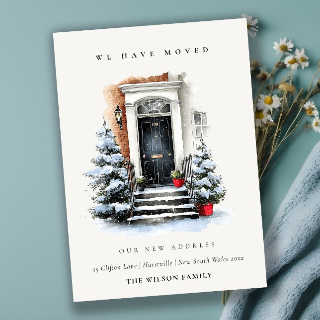 Festive Winter Front Door We have Moved Card Dankeskarte (Von Creator hochgeladen)