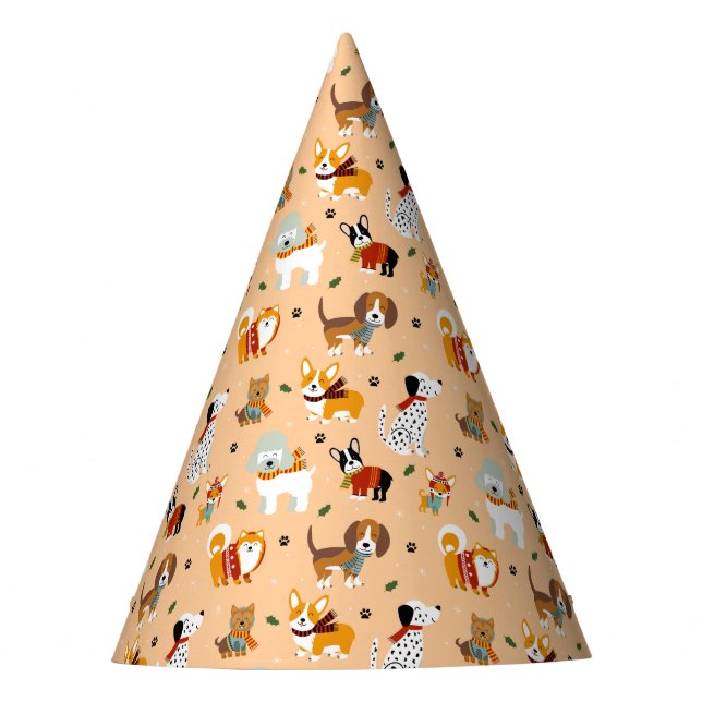 Festive Winter Puppy Scarves Partyhütchen (Vorderseite)