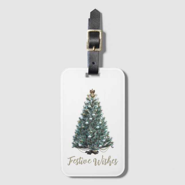 Festive Wishes. Christmas tree design Gepäckanhänger (Vorderseite Vertikal)