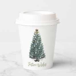 Festive Wishes. Christmas tree design Pappbecher