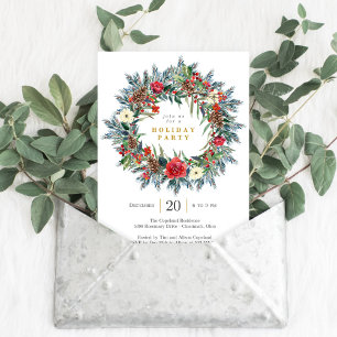 Festive Wreath Holiday Party Invitation Einladung