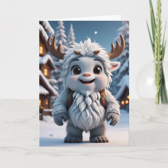 Festive Yeti Feiertagskarte (Vorderseite)
