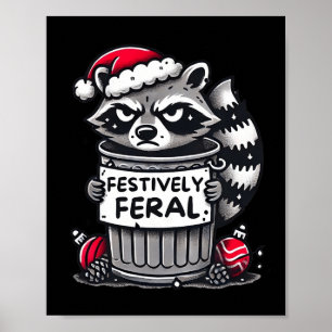 Festively Ferry Raccoon Weihnachten Funny Holiday Poster