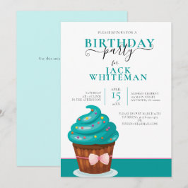 FESTIVER AQUAMARINER KUPCAKE BIRTHDAY EINLADUNG