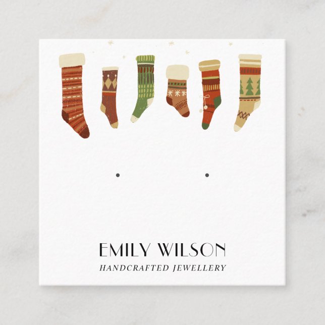 FESTIVER CHRISTMAS-STRUMPF STUDIEREN ERFREUNDUNG QUADRATISCHE VISITENKARTE (Vorderseite)