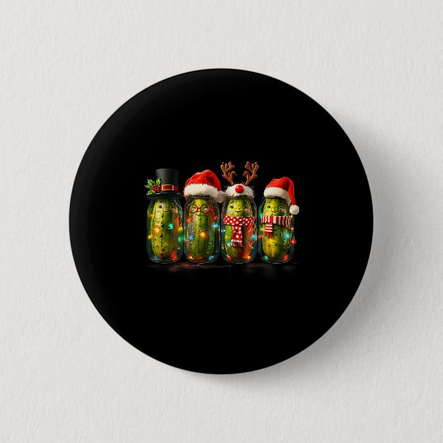 Festiver Ckle-Glas-Meme-Weihnachtslichter-Santa-Hu Button (Vorderseite)