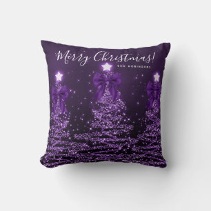 Festiver Feiertag Lila Weihnachtsbäume Name Kissen