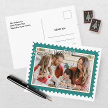 Festiver grüner Poststempel-Foto-Weihnachten