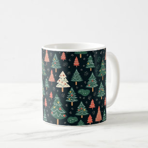 Festiver grüner und korallenroter Weihnachtsbaum-M Kaffeetasse