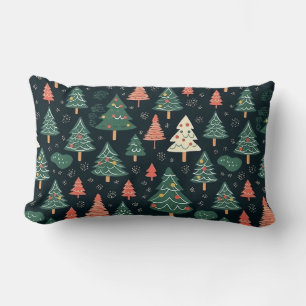 Festiver grüner und korallenroter Weihnachtsbaum-M Lendenkissen