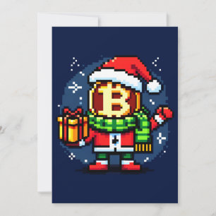 Festiver Münzmann Lustige Pixel Art Weihnachtsdesi Feiertagskarte