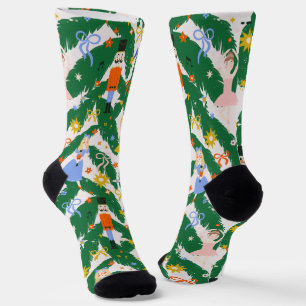 Festiver Nussknacker-Ballett-Weihnachts-Lichtrosa Socken