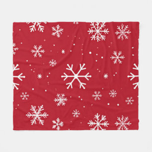 Festiver roter Hintergrund mit weißen Schneeflocke Fleecedecke