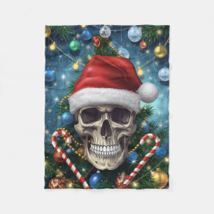 Festiver Santa-Schädel Fleecedecke