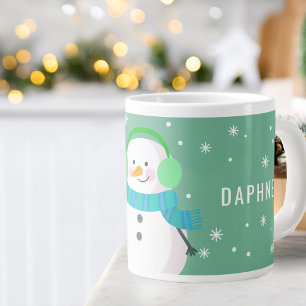 Festiver Schneemann-Schneeflocken-Weihnachts-Perso Jumbo-Tasse