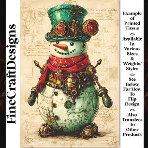 Festiver Schneemann Steampunk-Stil BL1 Decoupage Seidenpapier