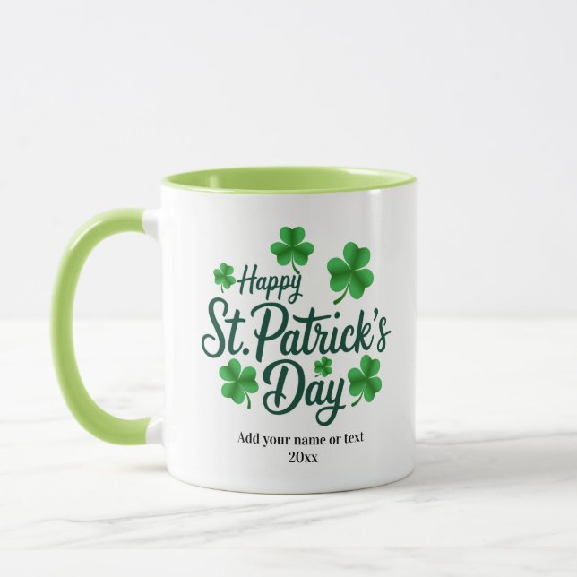 Festiver St. Patrick's Day mit Shamrock-Rahmen Tasse (Links)