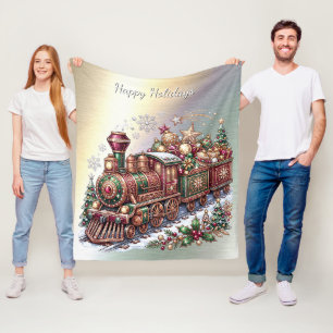 Festiver Weihnachtszug Feiertags-Fleece Fleecedecke