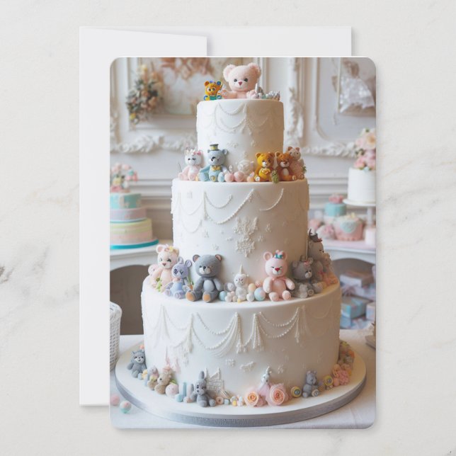 FESTIVER WEISSER LAYER CAKE MIT SPIELZEUG (Vorderseite)