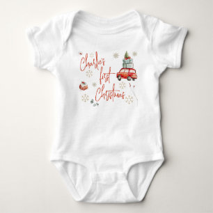 Festives Baby-Erstweihnachtsfest Goldene Schneeflo Baby Strampler