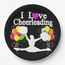 FESTIVES BLACK I LIEBE CHEERLEADING PAPIER TELLER
